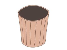 Art of an Empty Trash Bin Isolated on White Background. Simple Garbage Container in Minimalist Hand-Drawn Style. Concept of Waste Management, Recycling, Office Supplies, and Cleanup. trash can vector