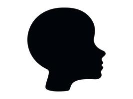 Minimalist Black Silhouette of Human Man Face Profile Isolated on White Background. Head of boy. Concept of Identity, Simplicity, Graphic Design, Icon, Kid Creative Illustration, Abstract. Print vector