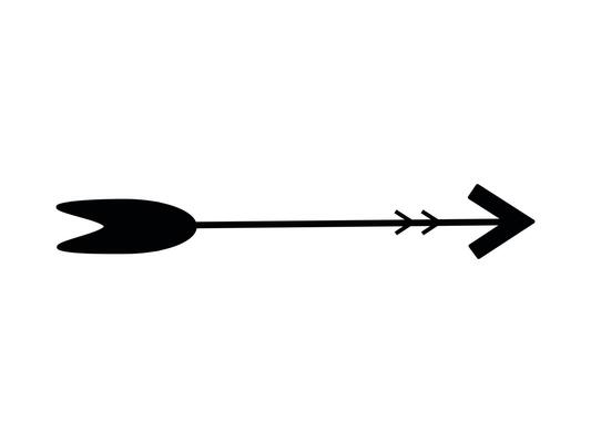 Black silhouette of arrow on white background. Concept of traditional archery, hunting, direction, Native American heritage, craftsmanship, cultural significance. Print, Icon, Design Element