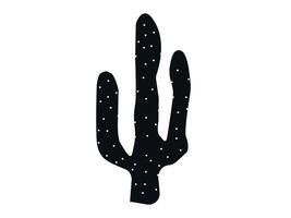 Black silhouette of Saguaro Cactus Isolated on White Background. Concept of Desert Plant, Botanical Art, Succulent, Minimalist Design, Nature Icon, Graphic Illustration, Print Element vector