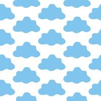 Seamless Pattern of Blue Clouds on White Background. Concept of Digital Design Element, Aesthetic Backdrop, Repetitive Sky Elements, Contemporary Graphic Art. Perfect for Textile and Wallpaper. Print vector