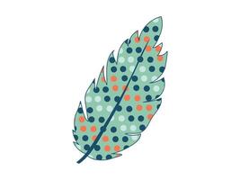 Colorful Polka Dot Feather Illustration isolated on White Background. Concept of Nature Art, Bird Feather, Decorative Patterns, Graphic Design, Abstract Style. Vibrant and Creative Element for Design vector