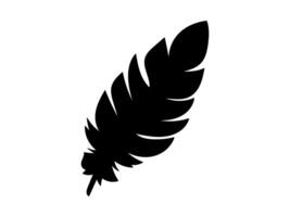 Elegant Black Silhouette of Single Feather Isolated on White Background. Concept of Nature Art, Minimalist Design, Elegant Plumage, Graphic Element for Decor, Icon, Wildlife Illustration, Bird Feather vector