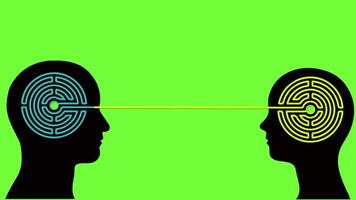 Two brain connection animation green screen brain linked to another brain green screen video