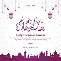 Happy Ramadan Kareem post template design vector