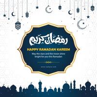 Ramadan 2025 greetings post template design vector