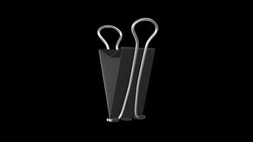 Binder Clip Rotating on a Transparent Background. Seamless Loop. Metal Clip. 4K video