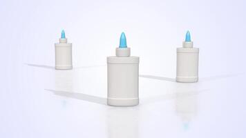 Glue Bottle on a Light Reflective Floor. White Glue Bottle 3D Animation. 4K video