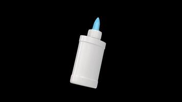 White Glue Bottle Rotating on a Transparent Background. Seamless Loop. 4K video