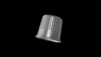 Thimble Rotating on a Transparent Background. Seamless Loop. Metal Thimble. 4K video