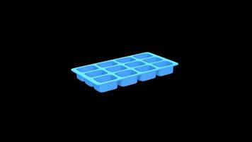 Blue Ice Cube Tray Rotating on a Transparent Background. Seamless Loop. 4K video