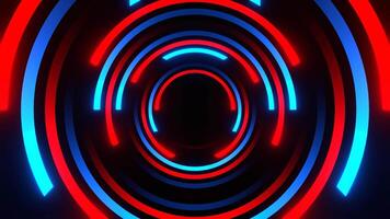 Circular Motion of Red and Blue Neon Lines Background VJ Loop in 4K video