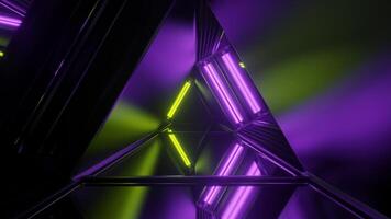 Purple and Light Green Strobe Mirror Triangular Tunnel Background VJ Loop in 4K video
