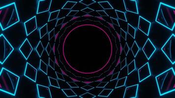 Cyan and Pink Neon Circle in Mirror Tunnel Background VJ Loop in 4K video
