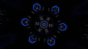 Blue and Yellow Strobe Hexagoned Tunnel Background VJ Loop in 4K video
