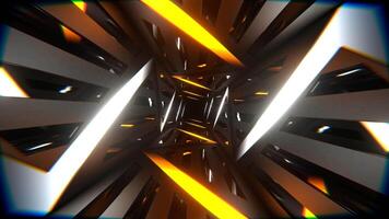 Orange and White Neon Curve in Mirror Tunnel Background VJ Loop in 4K video