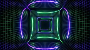 Purple and Turquoise Neon Circle in Square Frames Background VJ Loop in 4K video