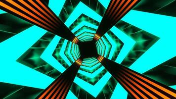 Orange and Turquoise Neon Endless Arrow Tunnel Background VJ Loop in 4K video