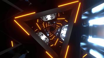 Orange and Lighting Blue Neon Glowing Triangular Spiral Background VJ Loop in 4K video