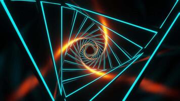 Cyan and Orange Glowing Spiral Tunnel Background VJ Loop in 4K video
