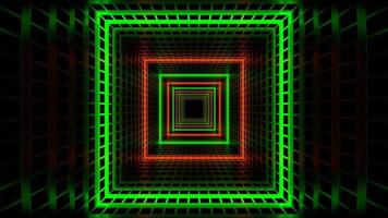 Green and Orange Movement of Light Through Grid Tunnel Background VJ Loop in 4K video