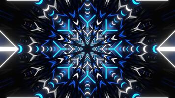 White and Blue Snowflake Type Tunnel Background VJ Loop in 4K video