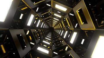 Gold and White Mirrored Octagon Tunnel Background VJ Loop in 4K video