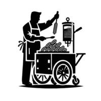A man with a cart full of food is shown vector