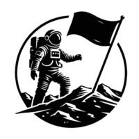Astronaut on the moon with flag vector