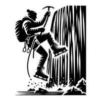 A man climbing up a waterfall vector
