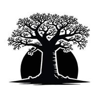 A black and white silhouette of a tree vector