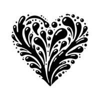 Black and white heart with bubbles and splashes vector