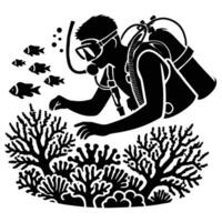 Scuba diver with coral reef vector