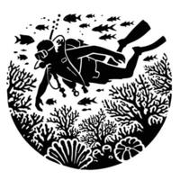 Scuba diver in the ocean vector