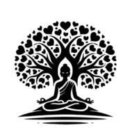 The buddha tree with hearts in the middle vector