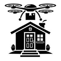 A house with a drone flying over it vector