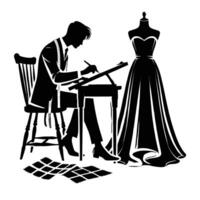 A silhouette of a man in a suit writing on a paper vector