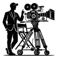 A silhouette of a man with a camera and a movie camera vector