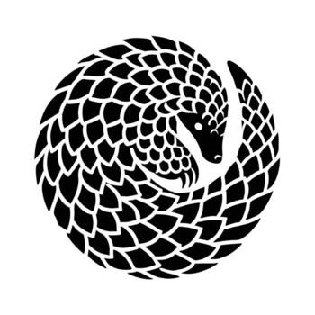 A pangolin in a circle with a black and white design vector