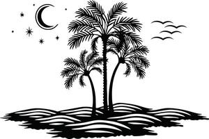 palm tree black color vector