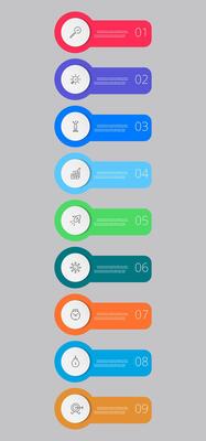 Infographic design business template with icons and 9 options or steps. square design or diagram.