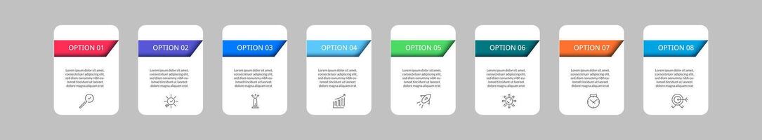 Infographic design business template with icons and 8 eight options or steps,. vector