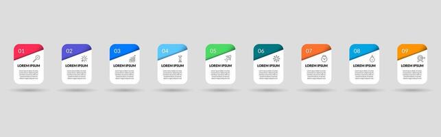 Infographic design business template with icons and 9 nine options or steps.. vector