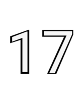 Black and white color numbers 17 png