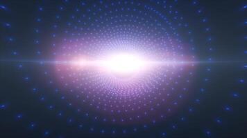Purple and blue neon tunnel digital vortex with intricate wireframe patterns video