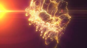 Golden light explosion with rays and textured illumination in dark space video