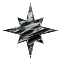 Metallic Eight-Pointed Star with Transparent Background for Graphic Design and Digital Art png