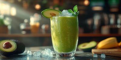 Avocado smoothie with mint and lime photo