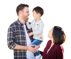 Mixed Race Chinese and Caucasian Family Portrait Isolated on a Transparent Background. Transparent. png