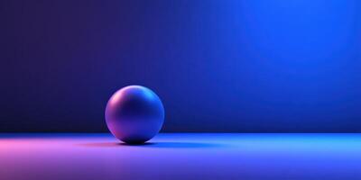 Colorful illuminated sphere on a smooth surface with contrasting light and shadows in an artistic setup photo